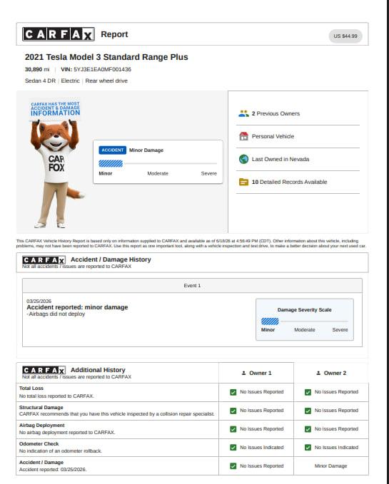 Tesla Model 3 Standard Range Plus 2021