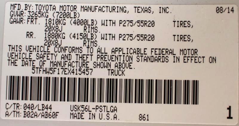 Toyota Tundra Limited 5.7L FFV CrewMax 4WD 2014