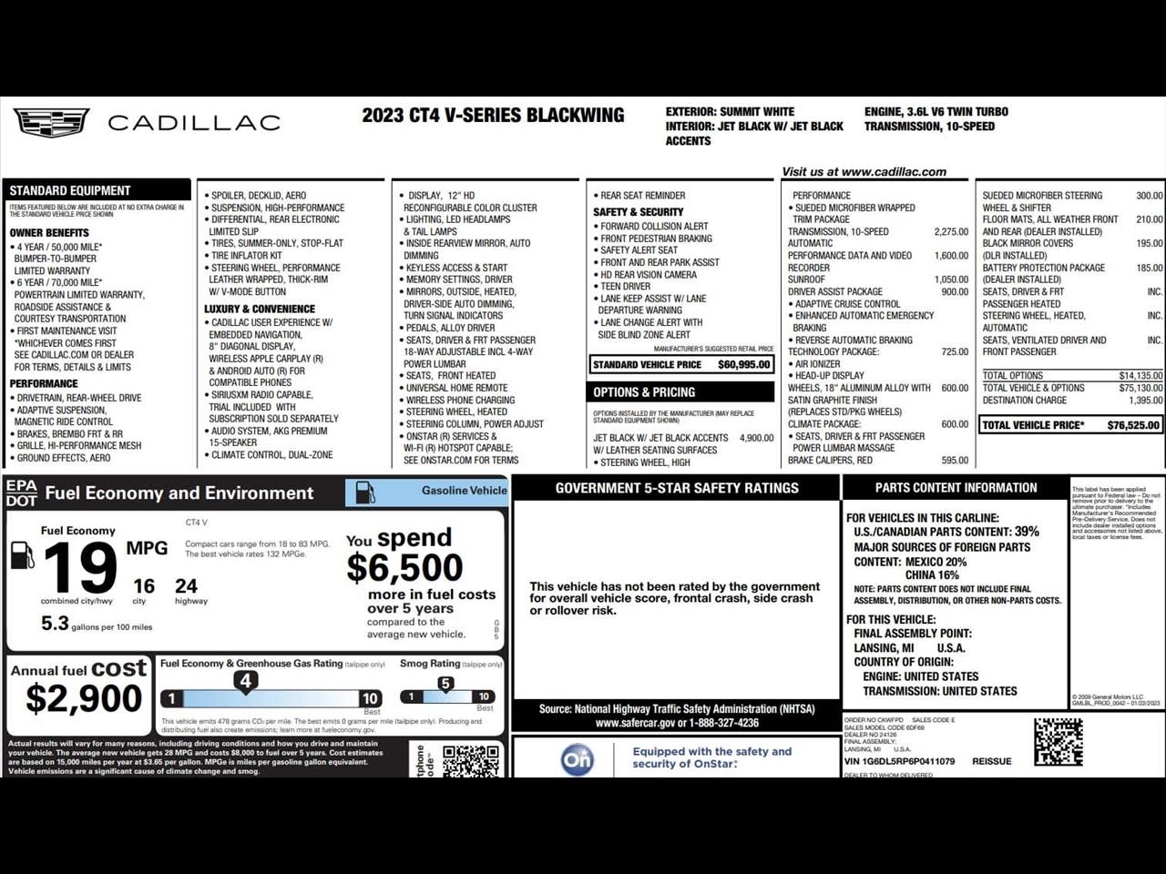 2023 Cadillac CT4-V Blackwing Blackwing