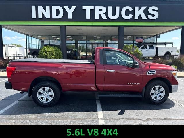 Red 2017 Nissan Titan Pickup Truck Four-Wheel Drive 7-Speed Automatic
