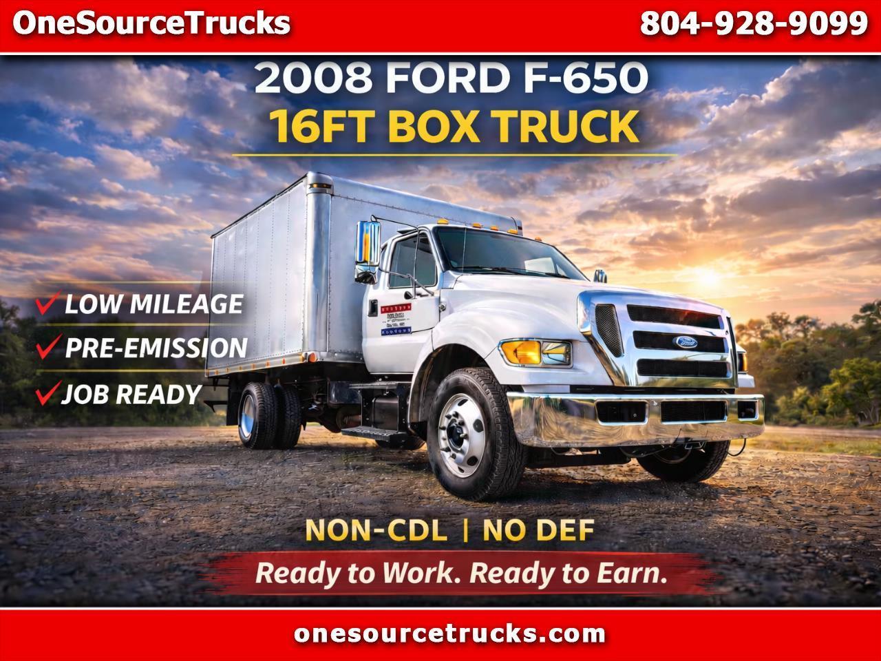 2008 Ford F-650 16' BOX TRUCK 7.2 CAT MOTOR NON CDL