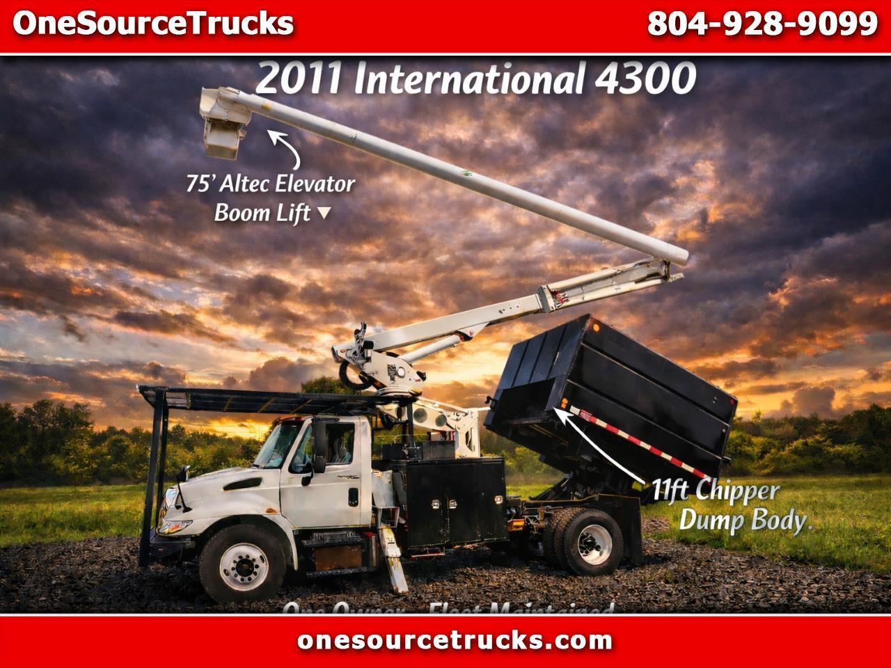 2011 International 4300 ALTEC 75' ELEVATOR BUCKET TRUCK 11' CHIPPER DUMP