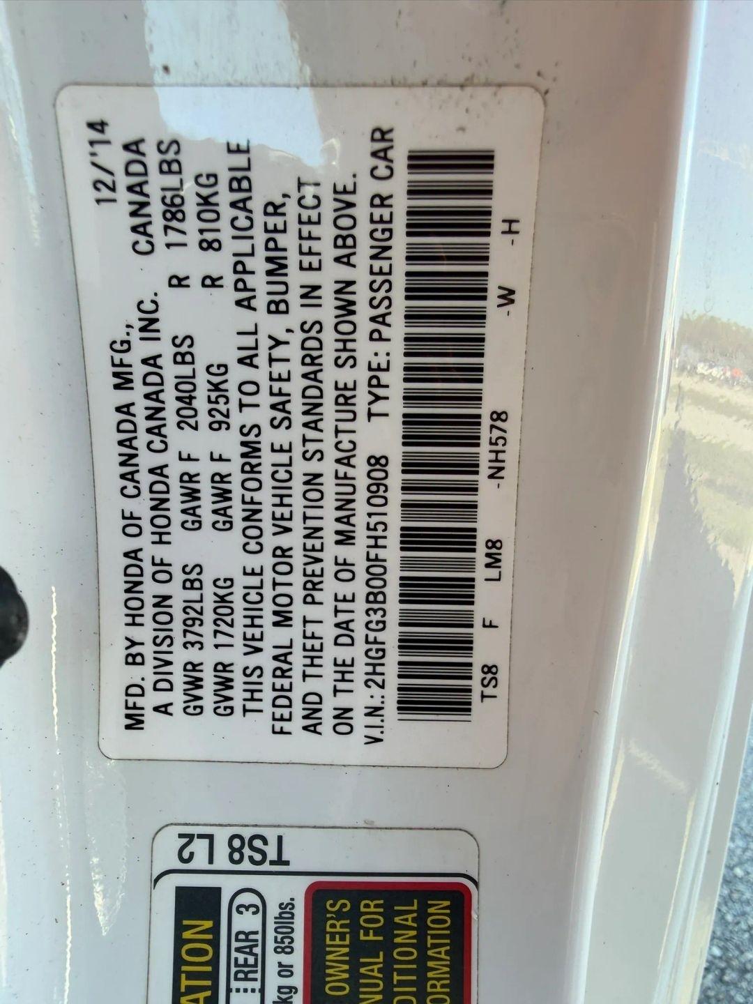 Honda Civic EX-L Coupe CVT 2015