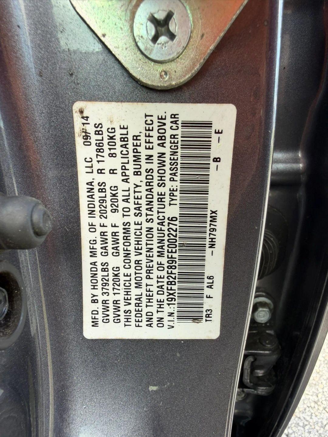 Honda Civic EX Sedan CVT 2015