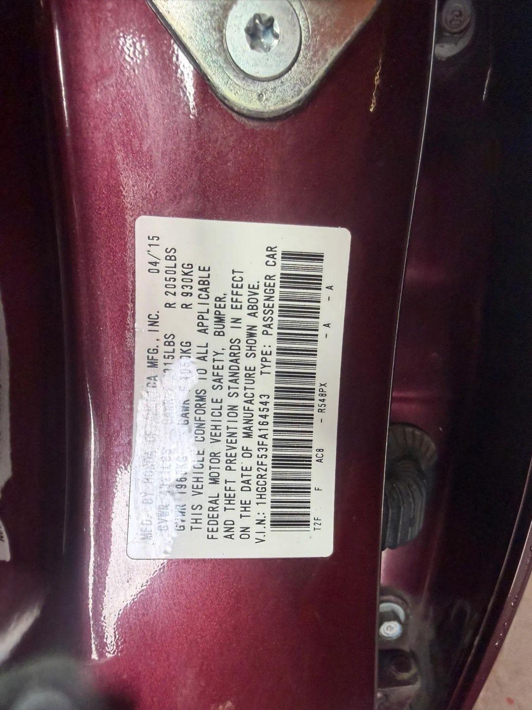 Honda Accord Sport Sedan CVT 2015