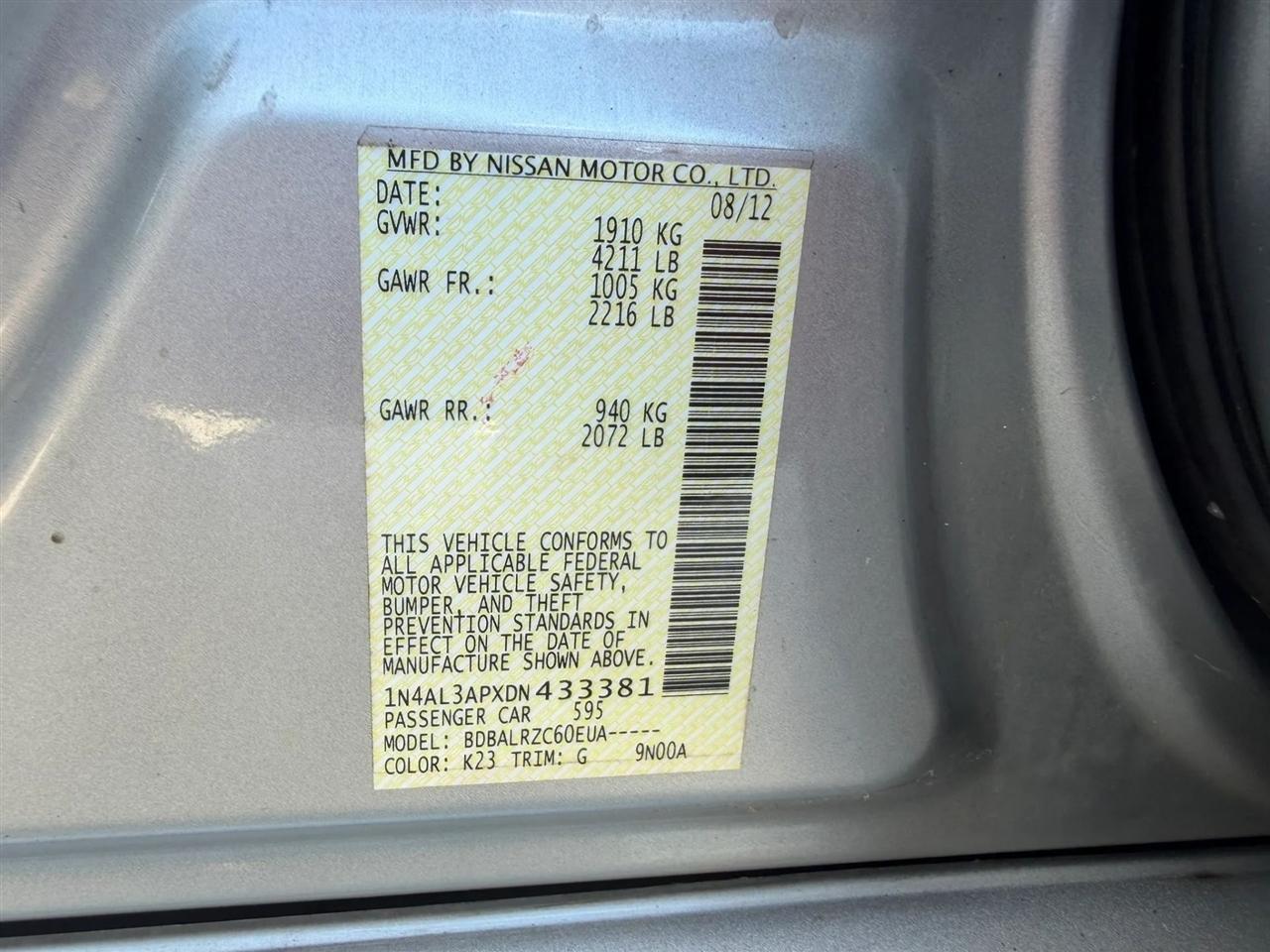 Nissan Altima 2.5 S 2013