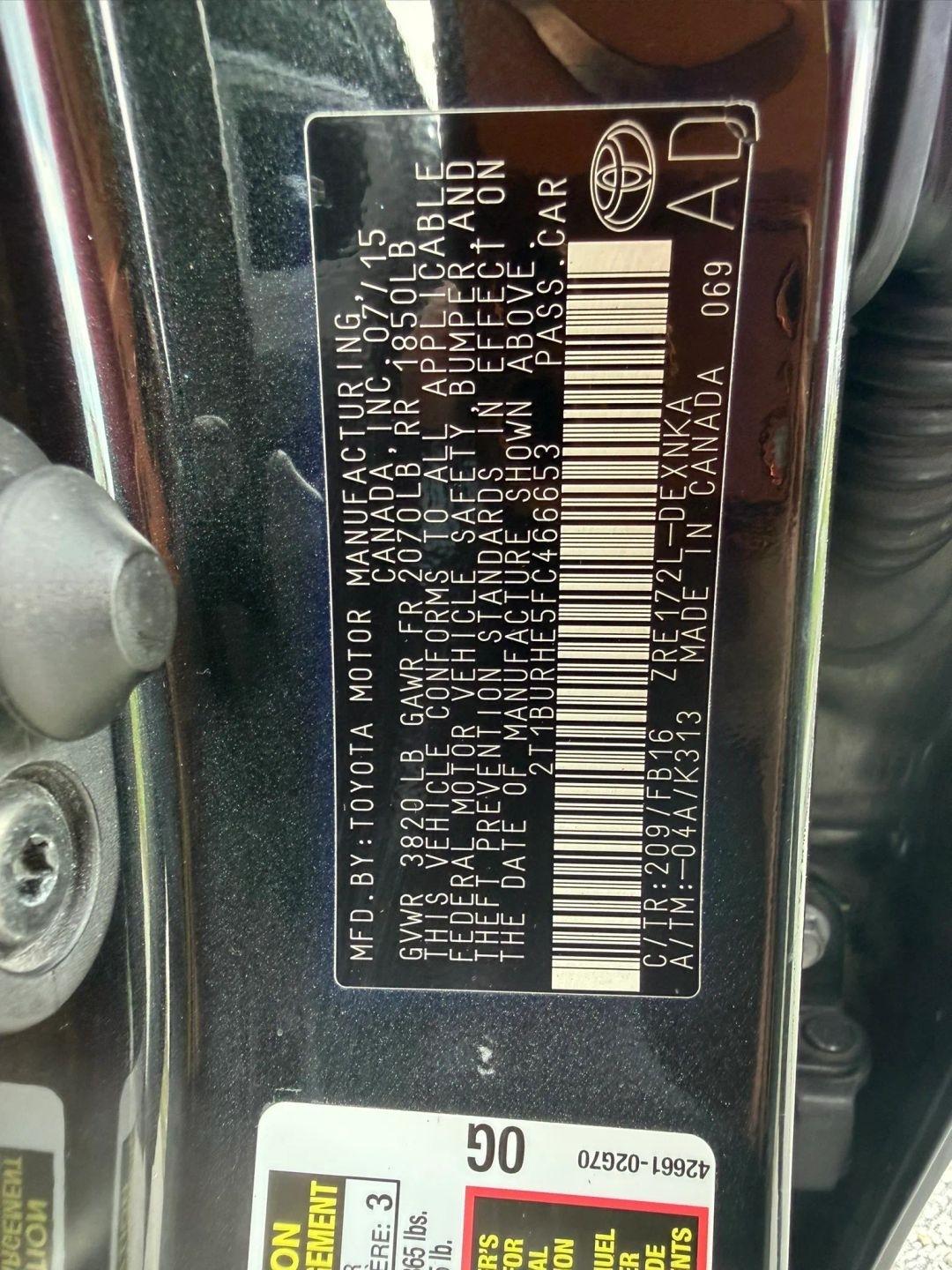 Toyota Corolla LE CVT 2015