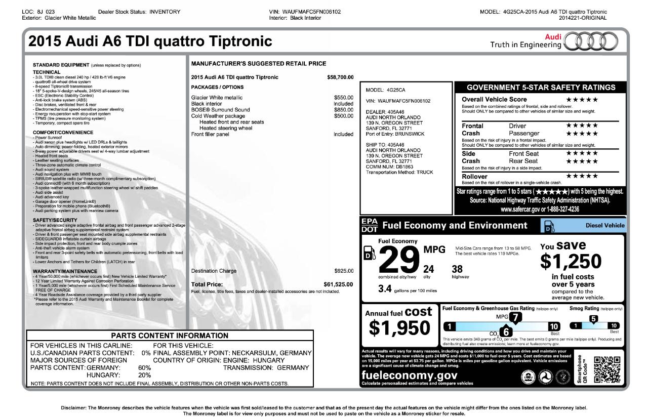 Audi A6 TDI Premium Plus quattro 2015