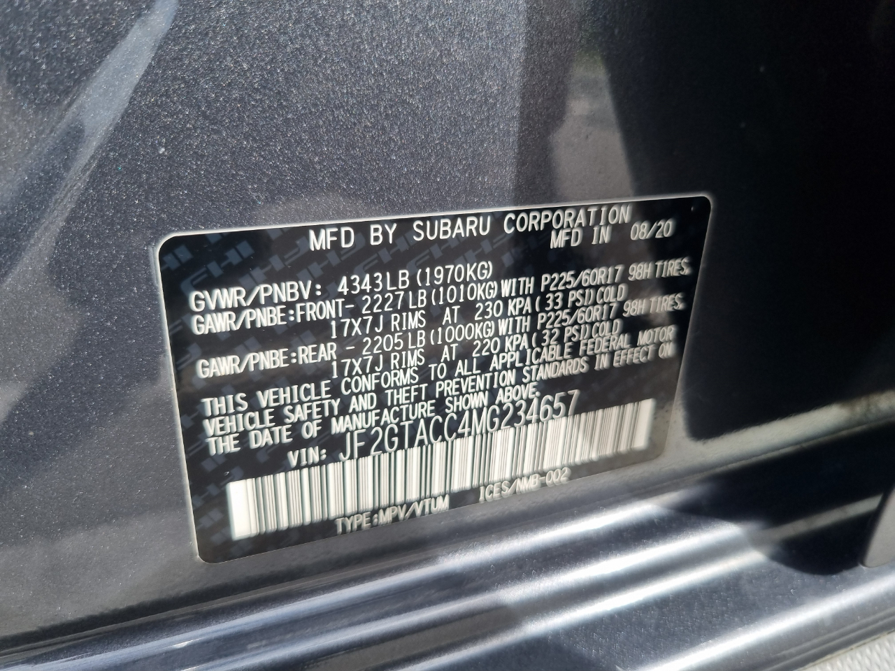 Subaru Crosstrek 2.0i Premium 6M 2021