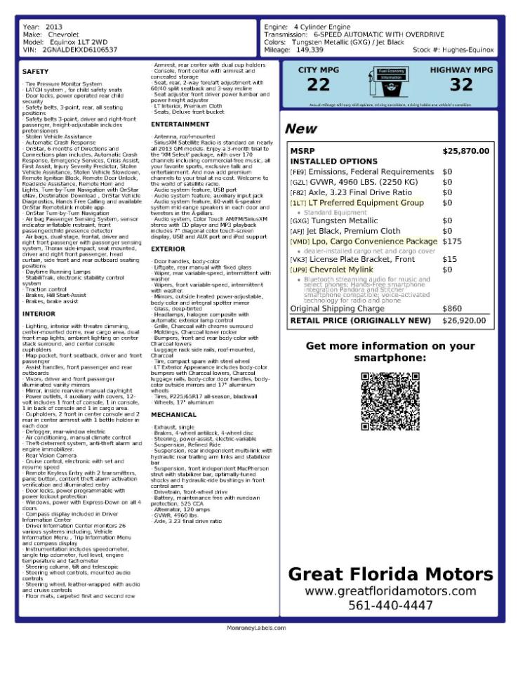 Chevrolet Equinox 1LT 2WD 2013