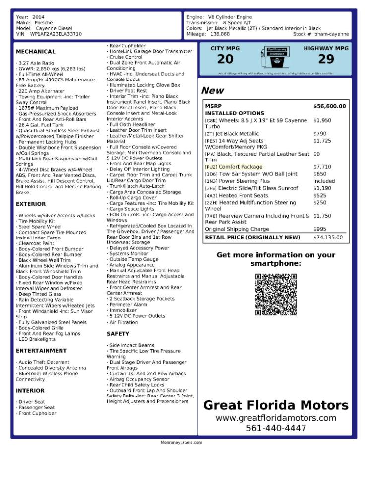 Porsche Cayenne AWD 4dr Diesel 2014