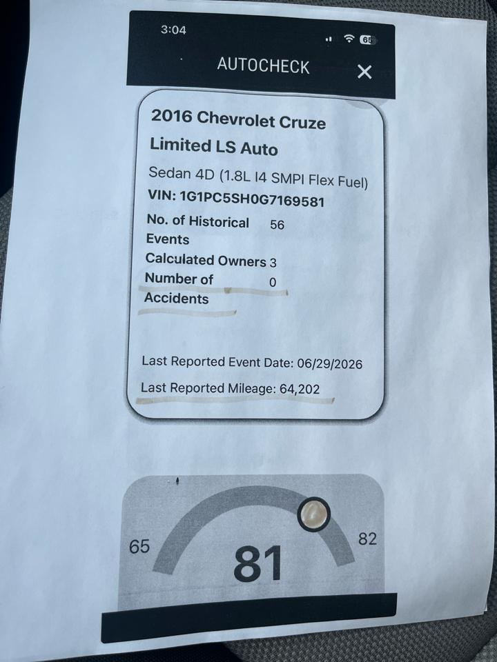 Chevrolet Cruze Limited LS Auto 2016
