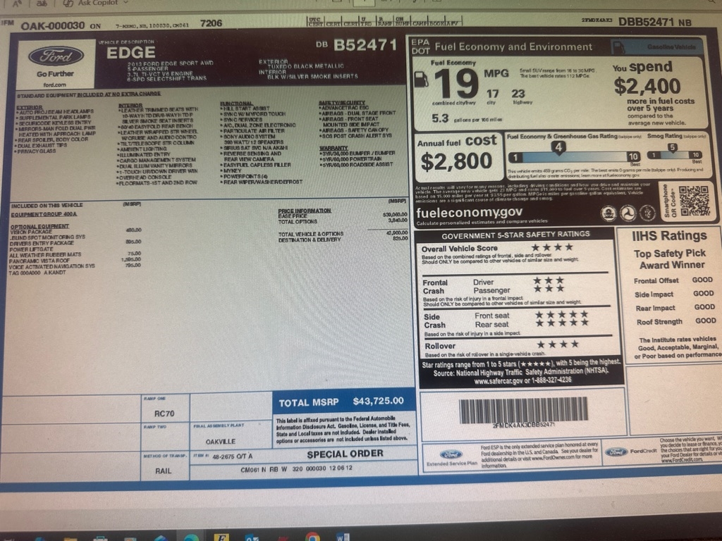 Ford Edge Sport 4D SUV AWD 2013