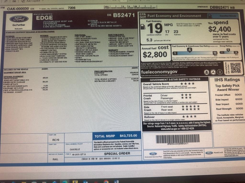 Ford Edge Sport 4D SUV AWD 2013