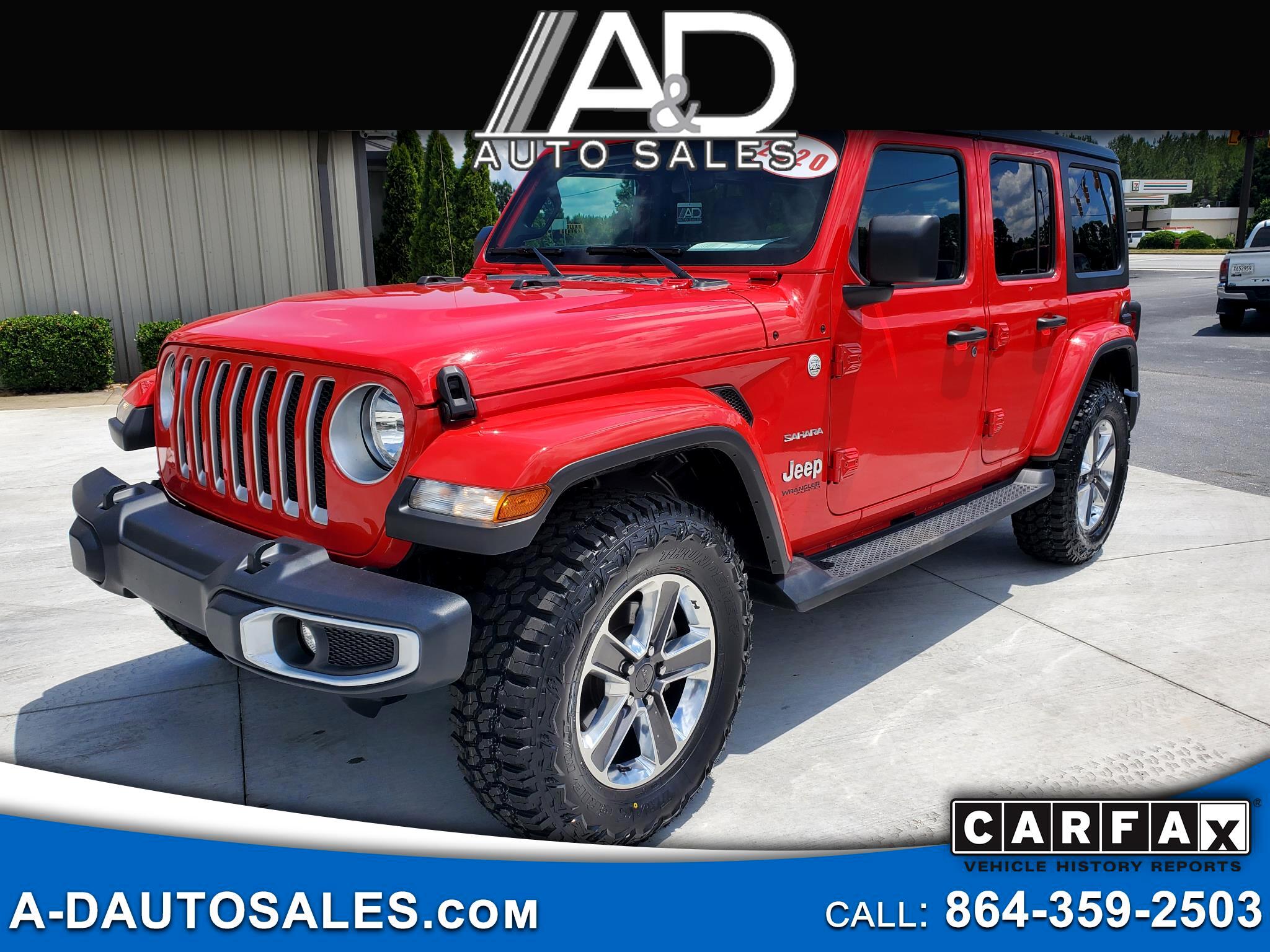 Used 2020 Jeep Wrangler 4WD 4dr Unlimited Sahara for Sale in Anderson SC  29621 A & D Auto Sales