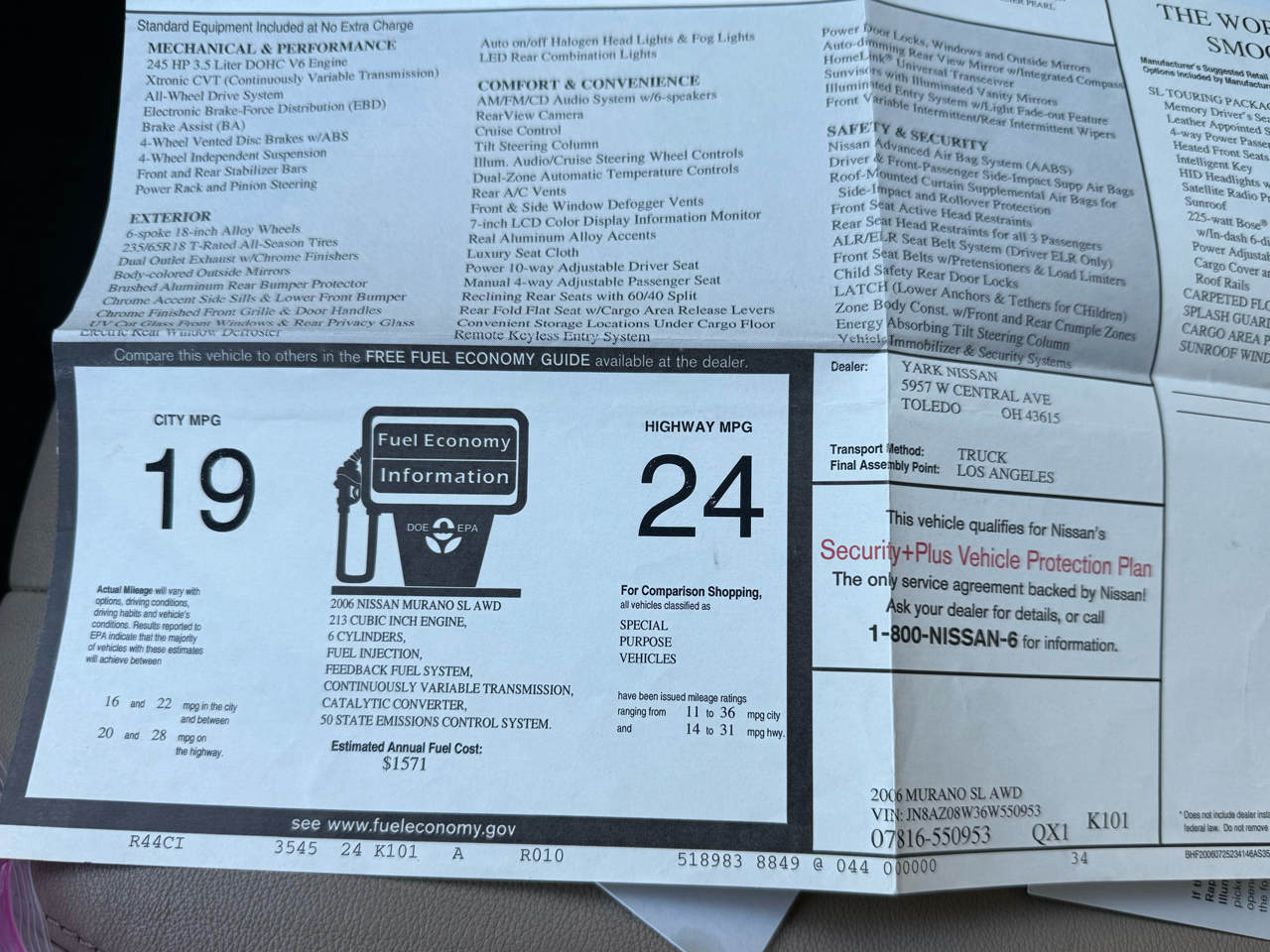 Nissan Murano 4dr SL V6 AWD 2006 Nissan Murano 4dr SL V6 AWD 2006