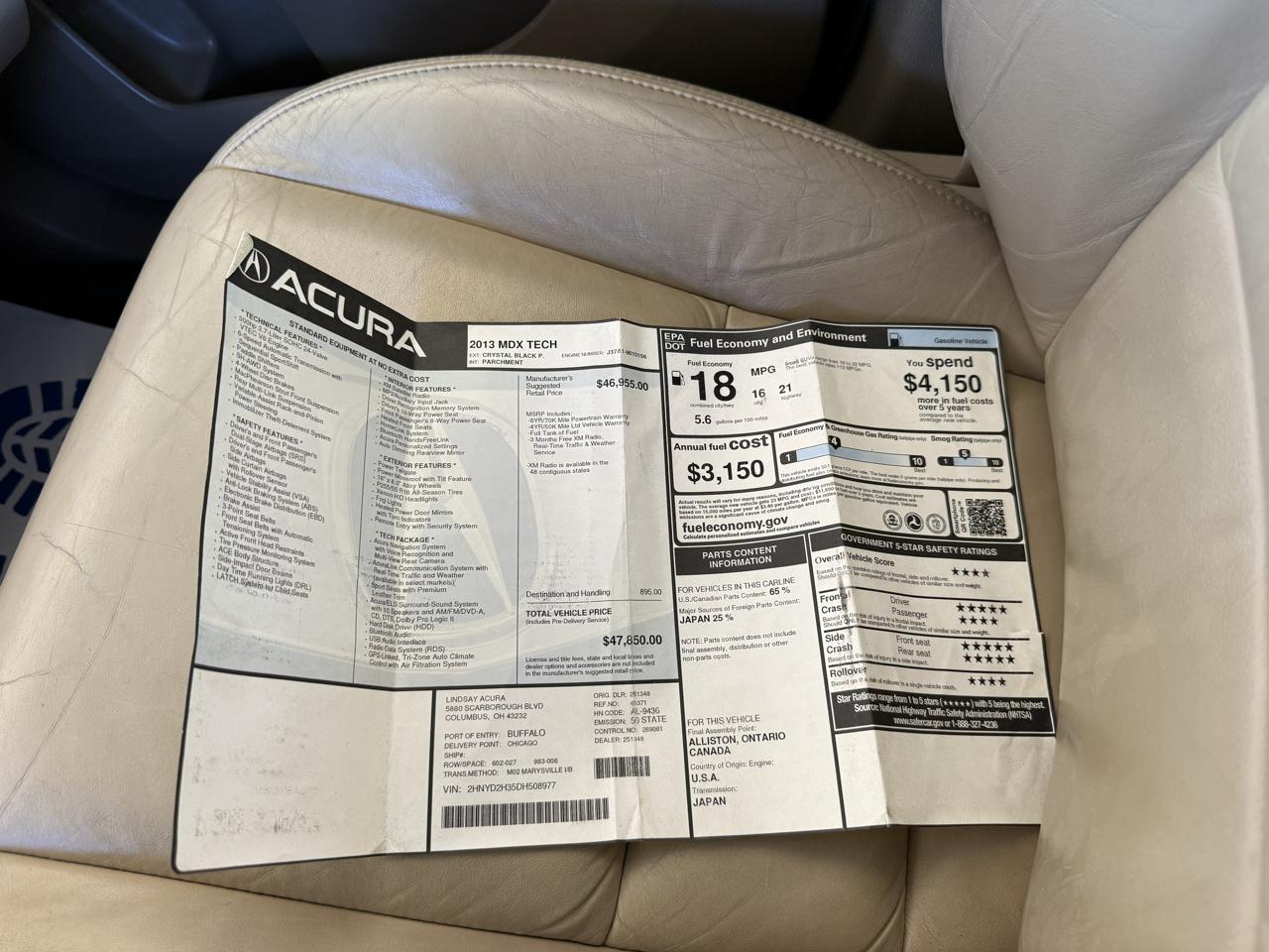 Acura MDX AWD 4dr Tech Pkg 2013