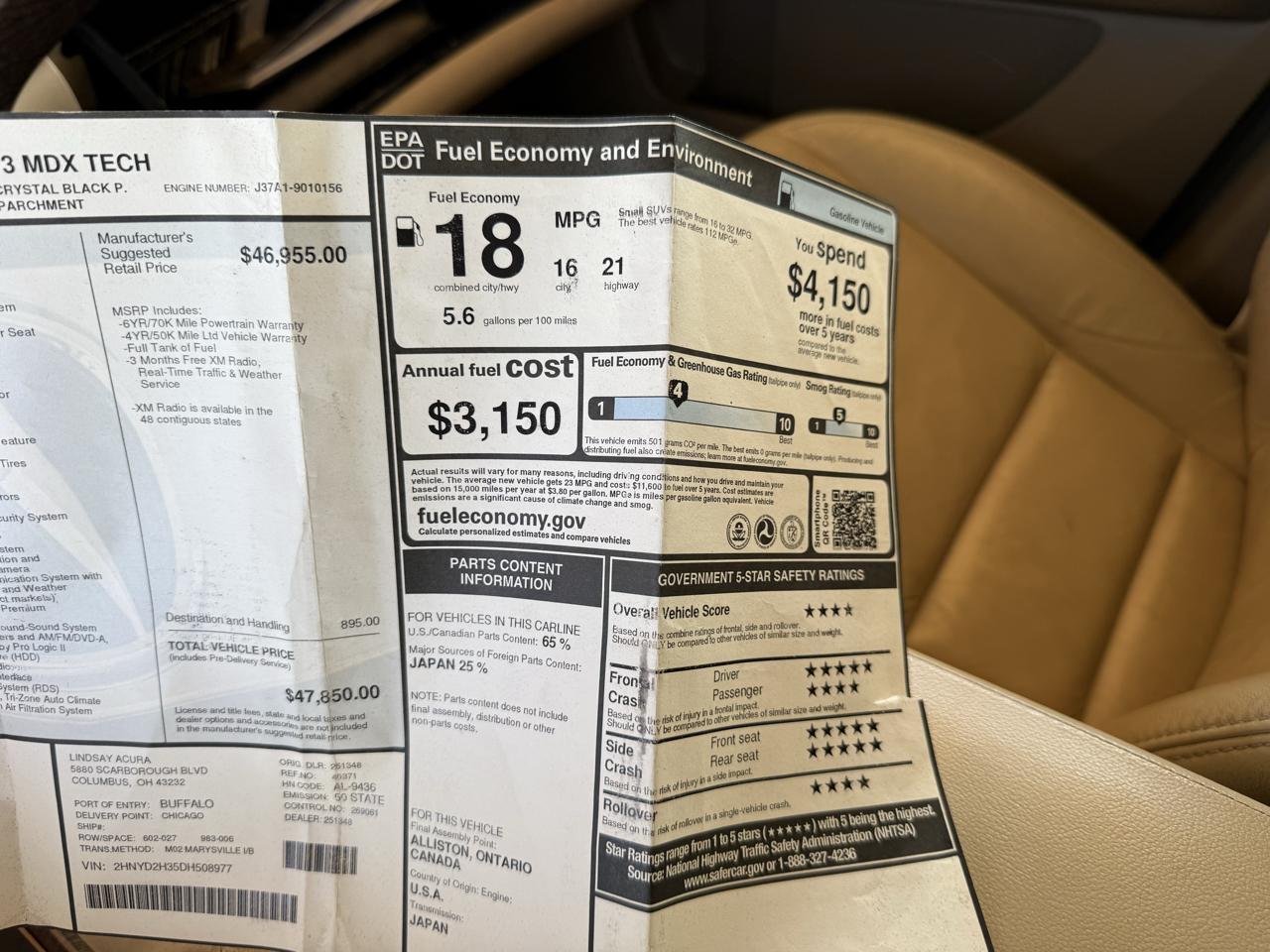 Acura MDX AWD 4dr Tech Pkg 2013