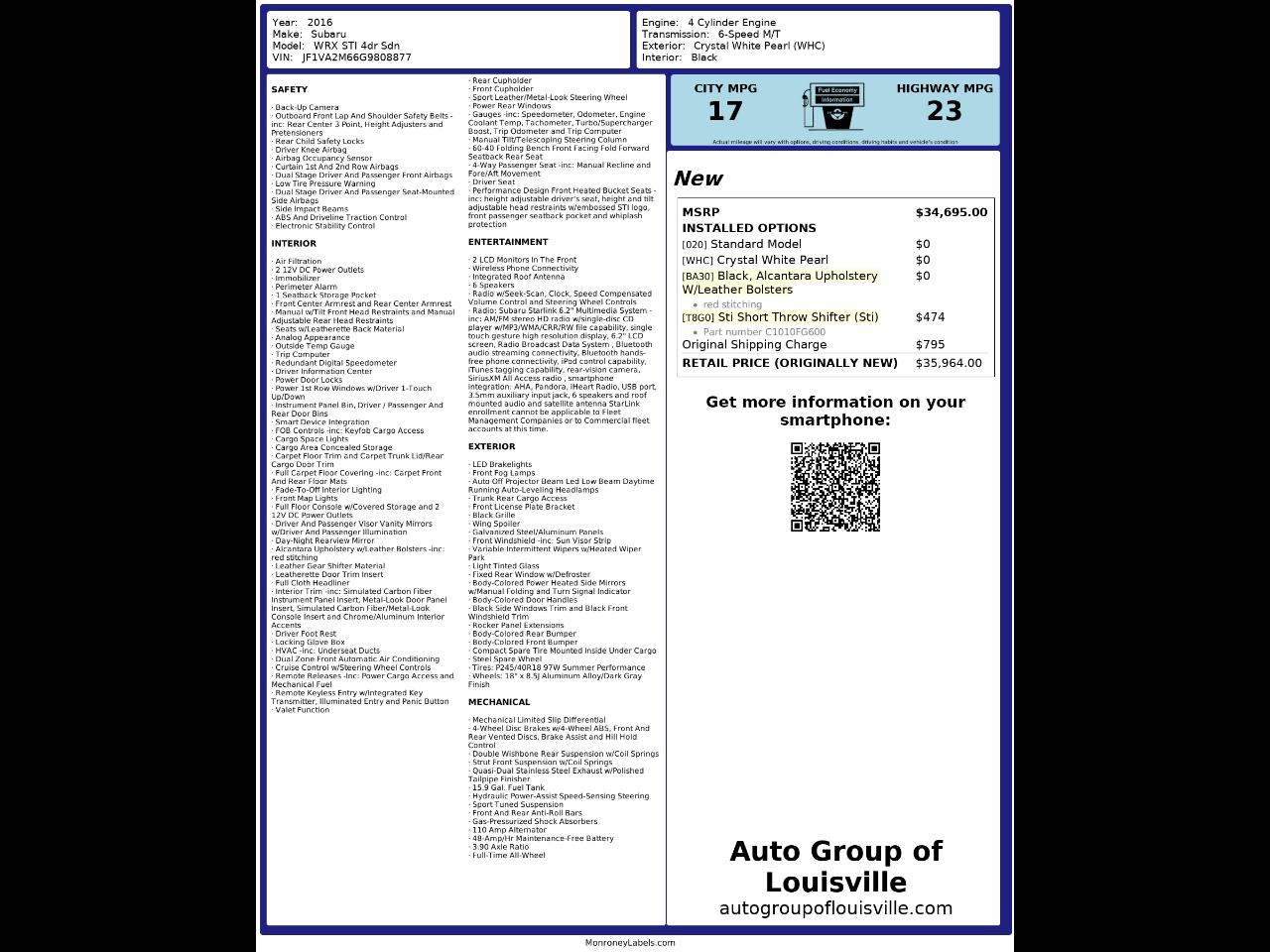 Subaru WRX STI 4dr Sdn 2016