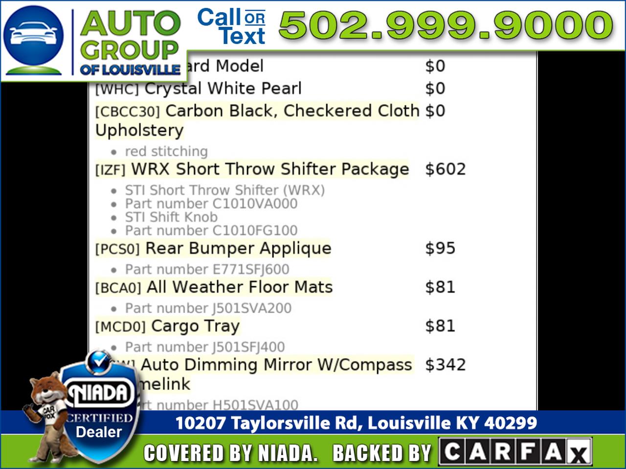 Subaru WRX Manual 2017