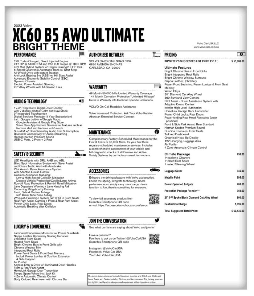 Volvo XC60 B5 AWD Ultimate Bright Theme 2023