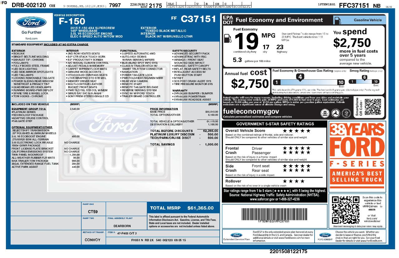 Ford F-150 4WD SuperCrew 145" King Ranch 2015