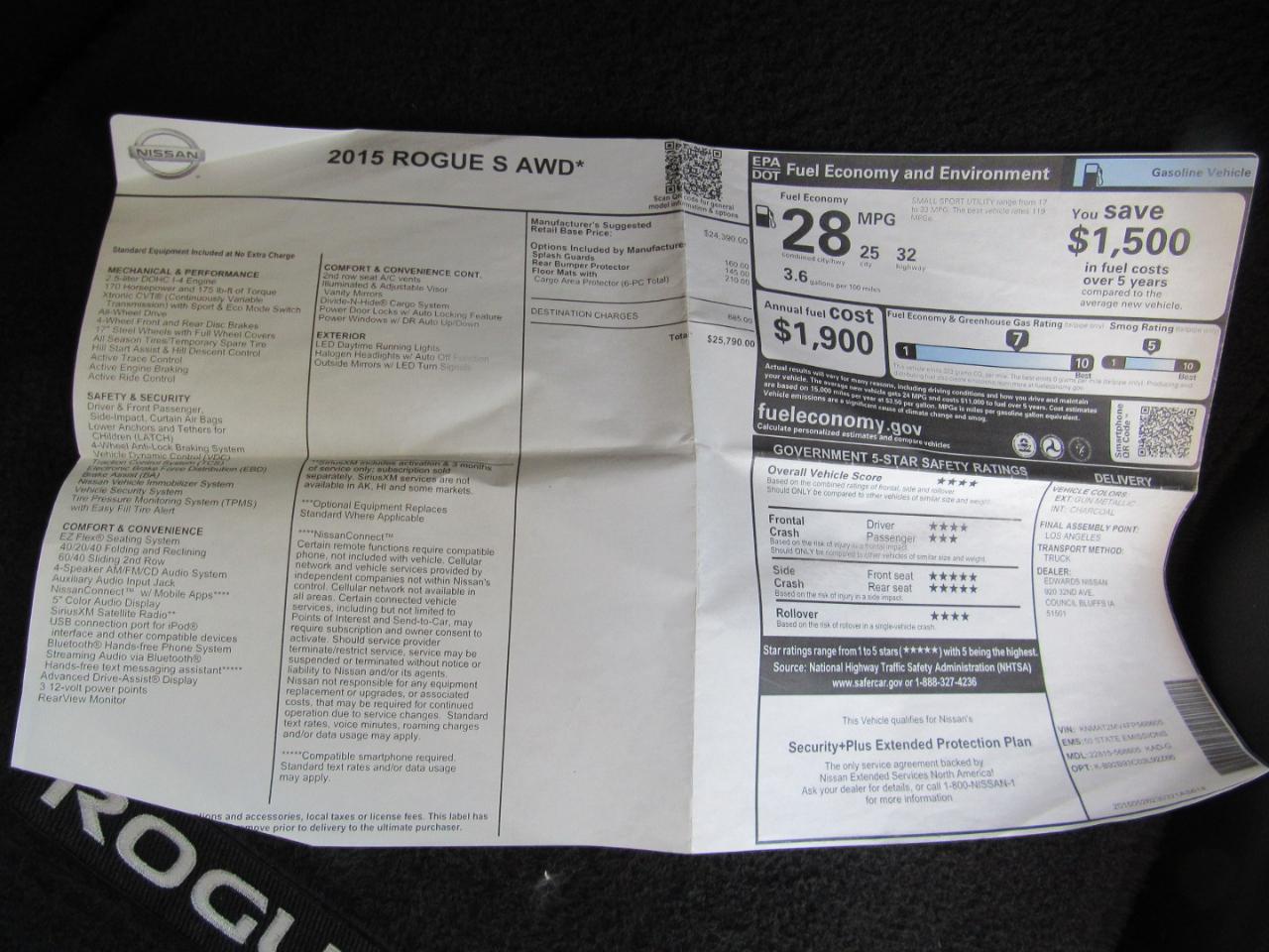 Nissan Rogue S AWD 2015