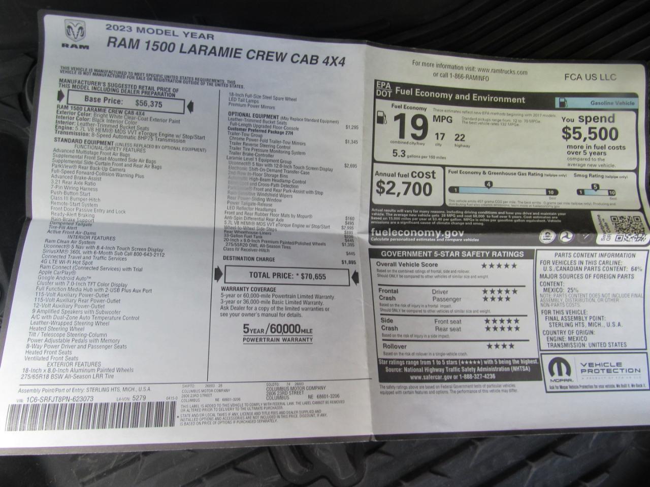 RAM 1500 Laramie Crew Cab 4WD 2023
