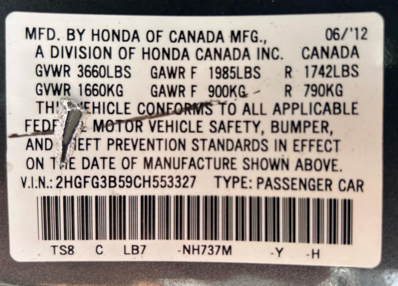 Honda Civic LX Coupe 5-Speed AT 2012