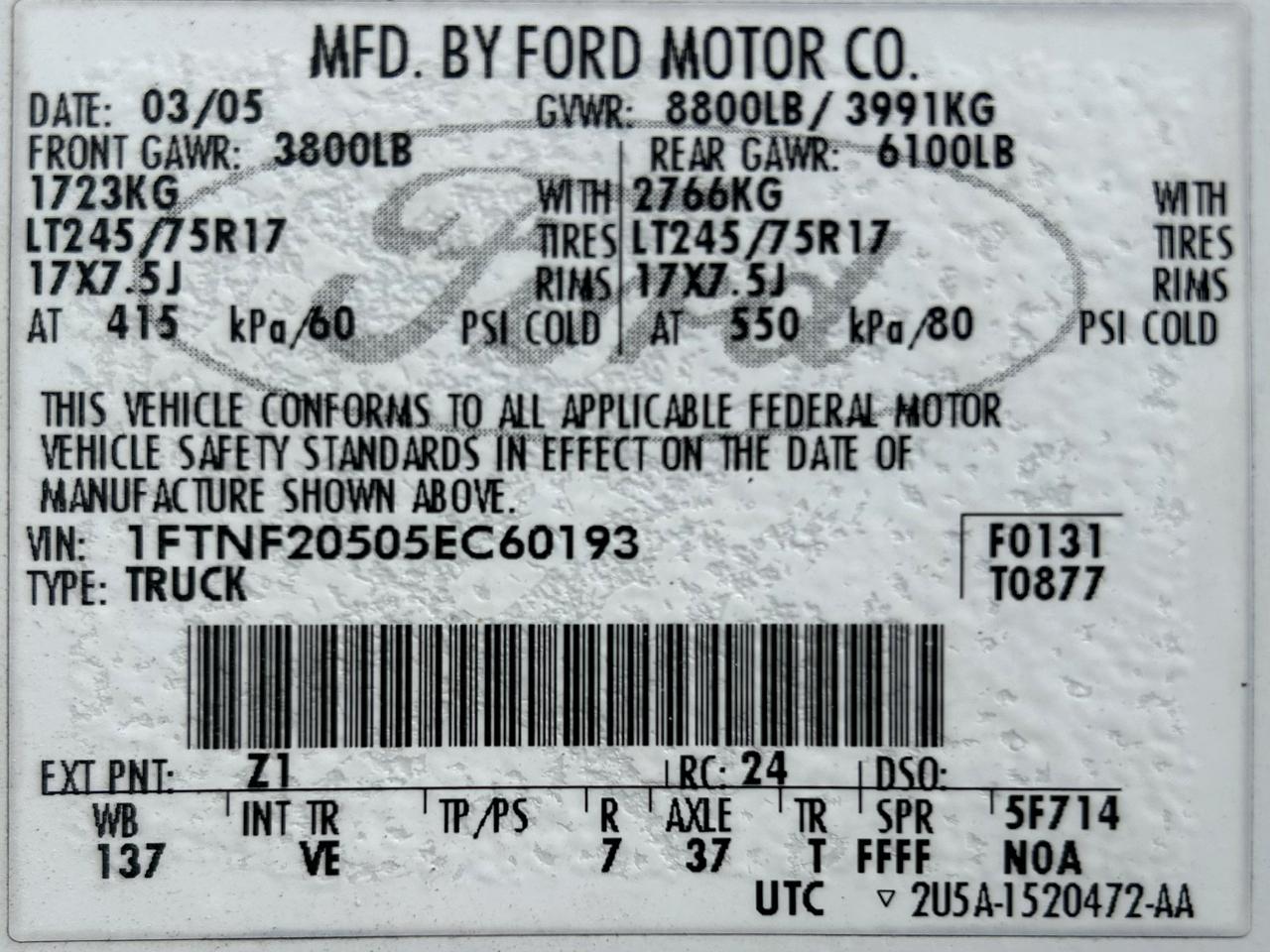 Ford F-250 SD XL 2WD 2005