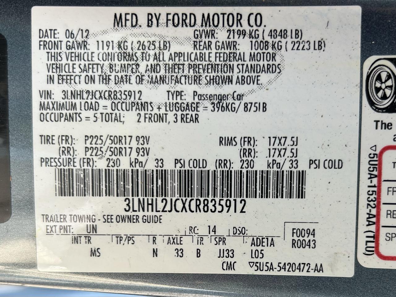 Lincoln MKZ AWD 2012