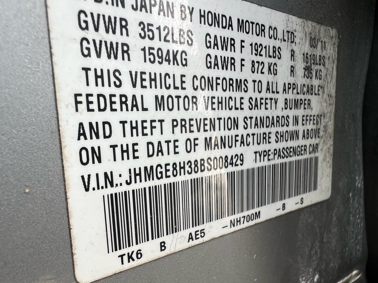 Honda Fit 5-Speed AT 2011