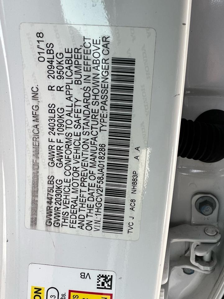 Honda Accord EX-L 2.0T 10A 2018