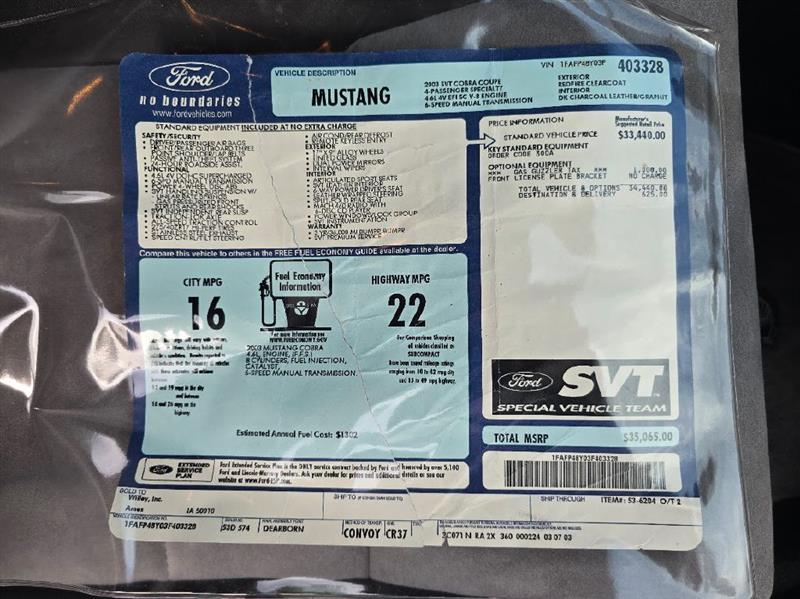 Ford Mustang SVT Cobra Coupe 2003