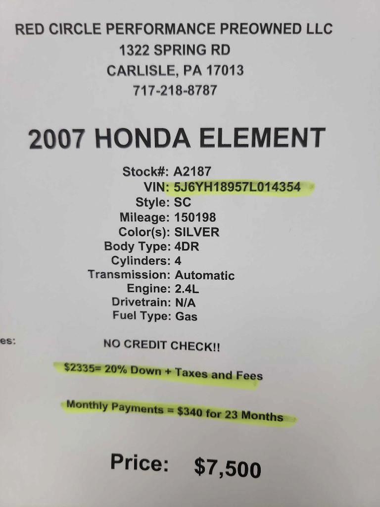 Honda Element SC 2WD AT 2007