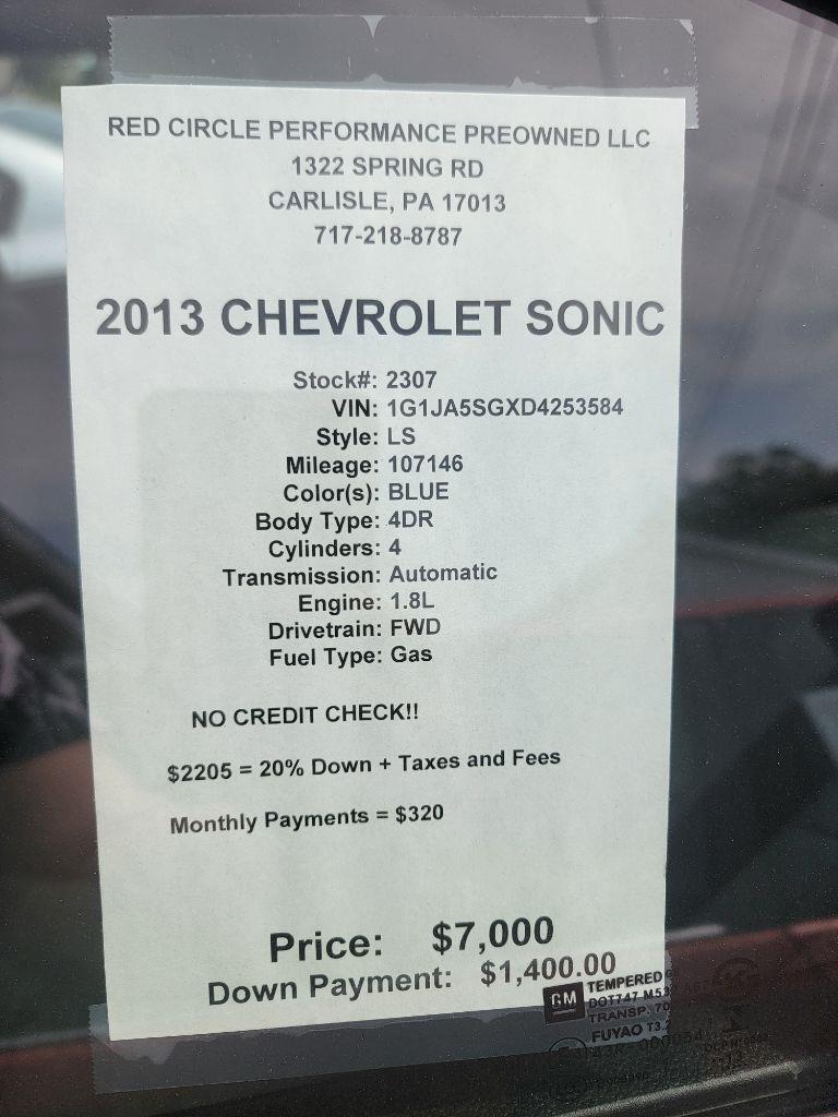 Chevrolet Sonic LS Auto Sedan 2013