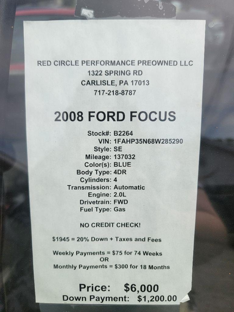 Ford Focus SE Sedan 2008