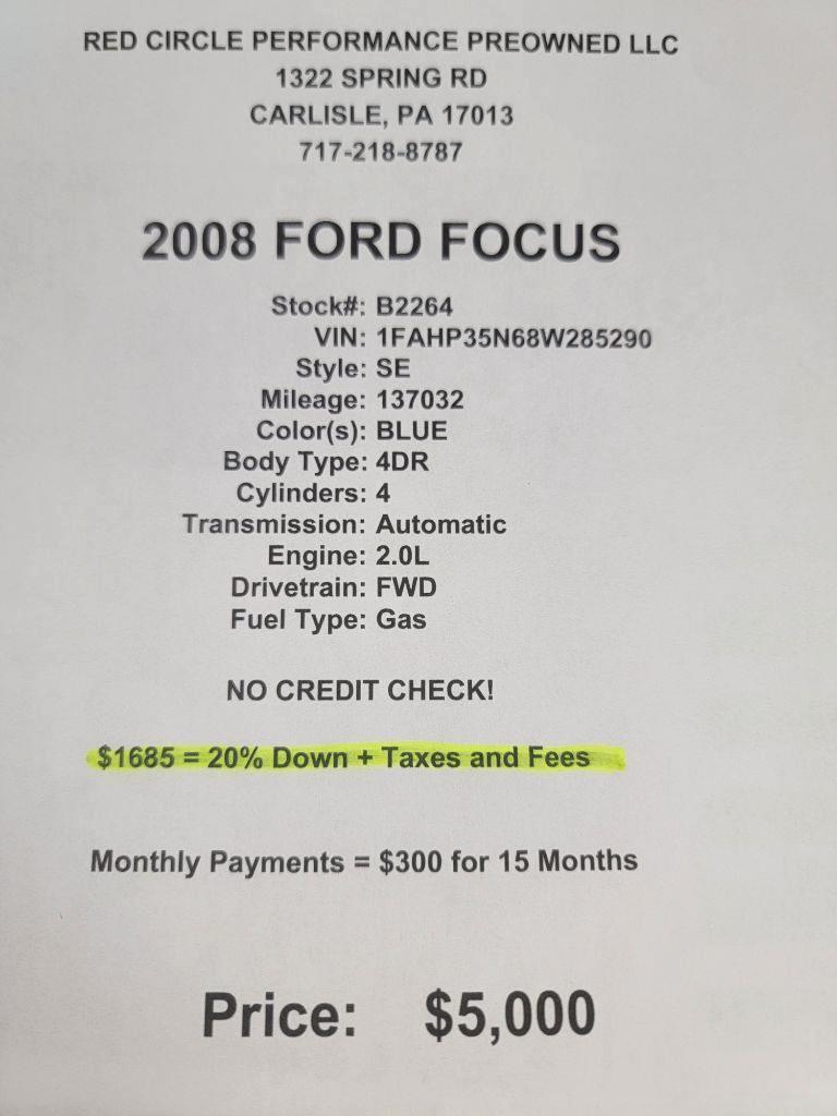 Ford Focus SE Sedan 2008