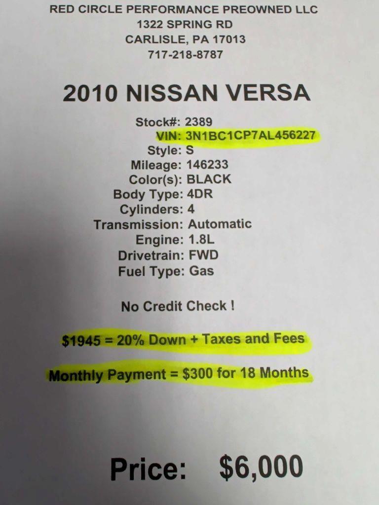Nissan Versa 1.8 S Hatchback 2010