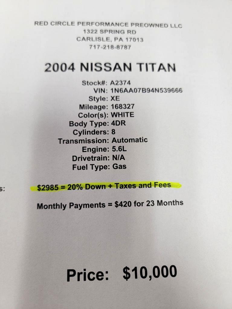 Nissan Titan XE Crew Cab 4WD 2004
