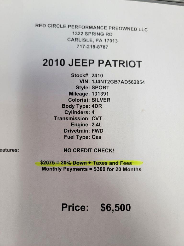 Jeep Patriot Sport 2WD 2010