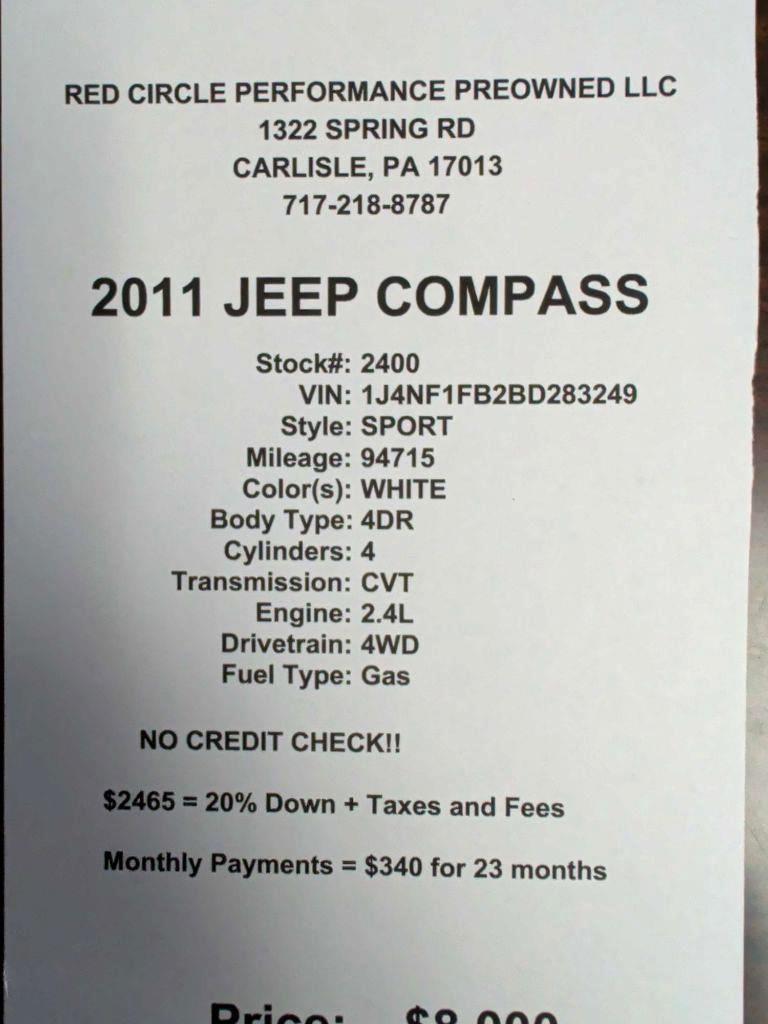 Jeep Compass Sport 4WD 2011