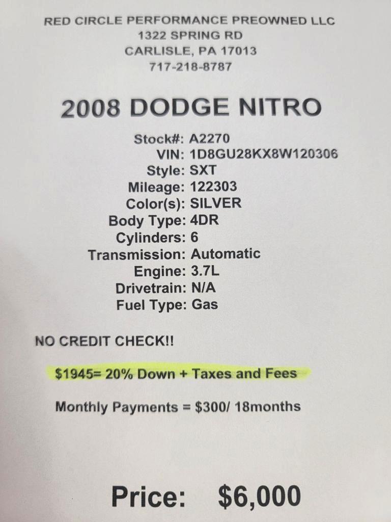 Dodge Nitro SXT 4WD 2008