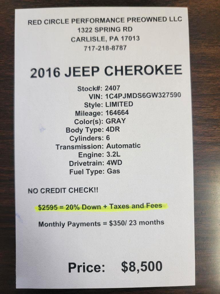 Jeep Cherokee Limited 4WD 2016