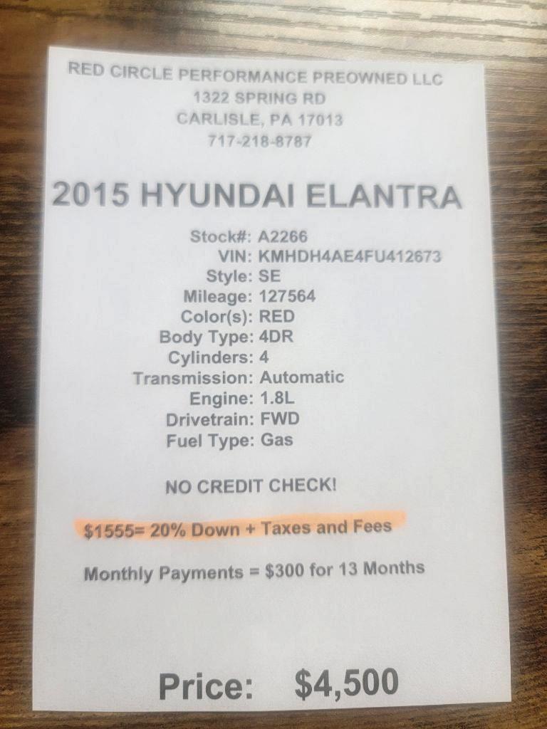 Hyundai Elantra SE 6AT 2015