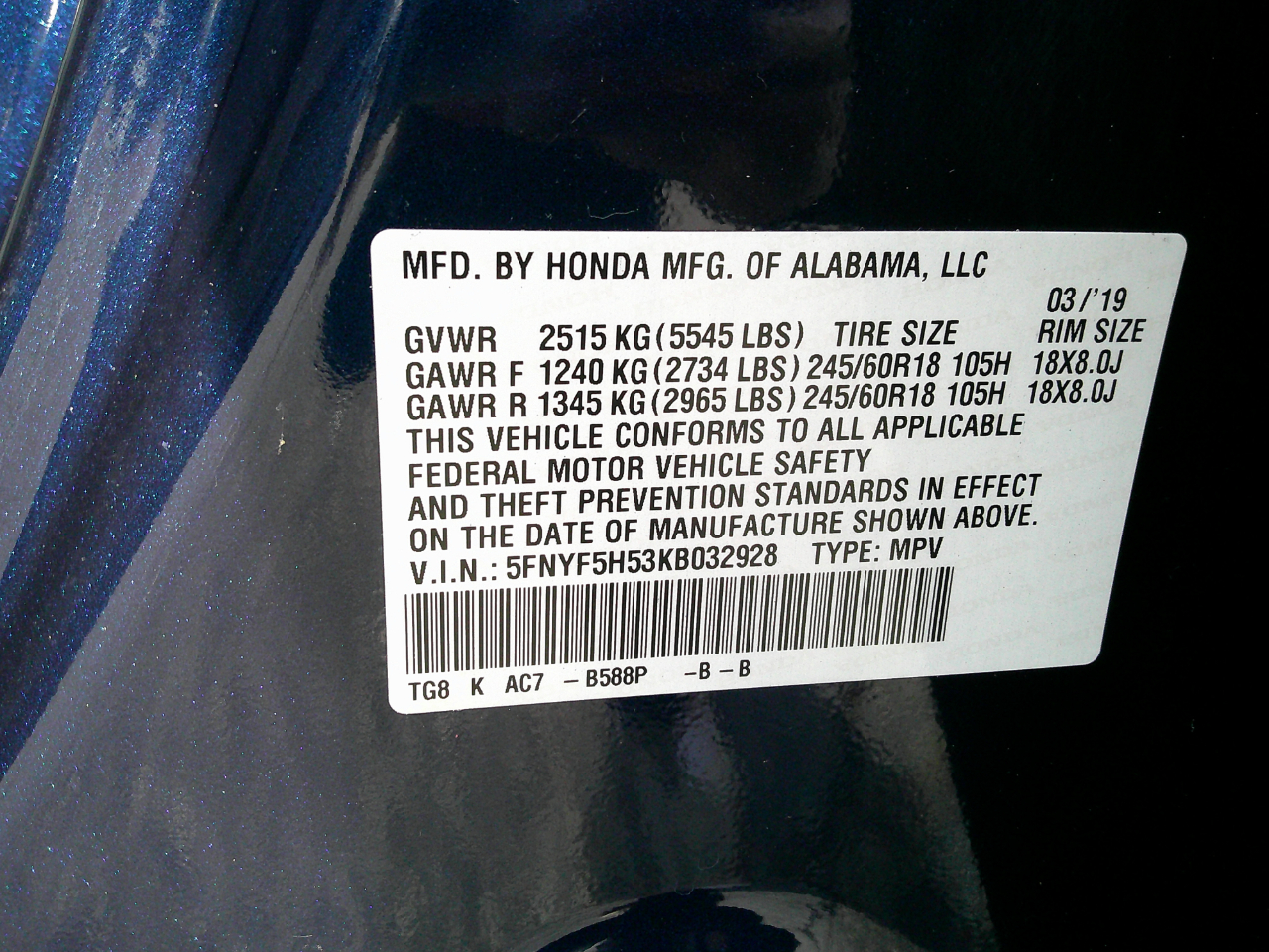 Honda Pilot EX-L 2WD 2019