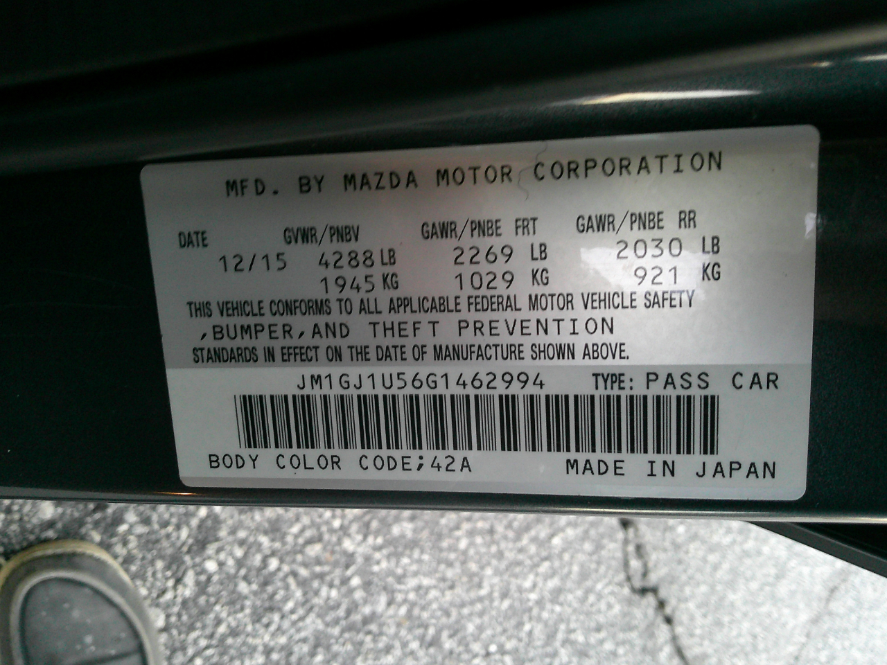 Mazda MAZDA6 4dr Sdn Auto i Sport 2016