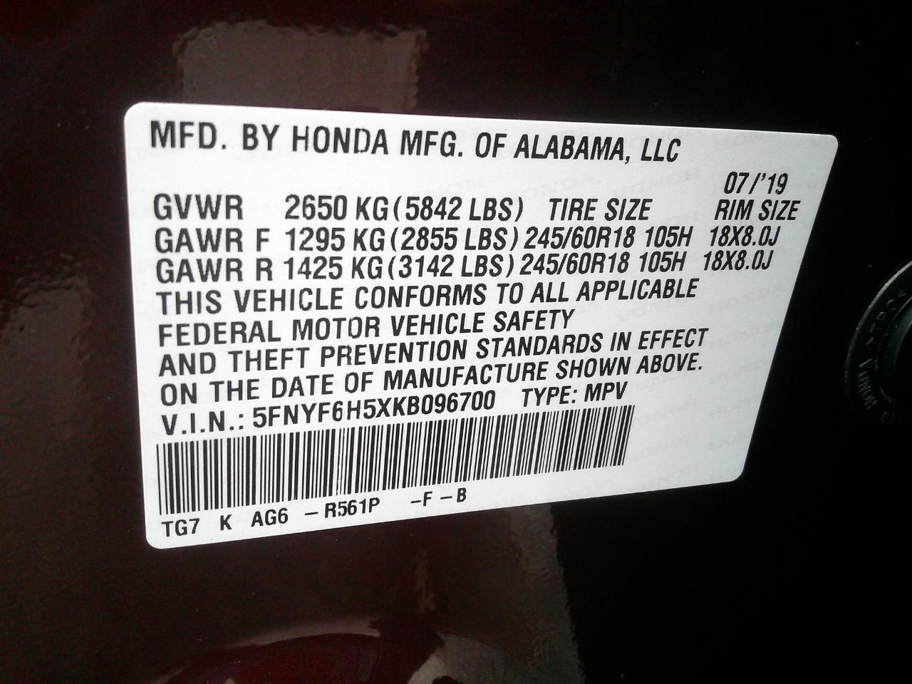 Honda Pilot EX-L AWD 2019