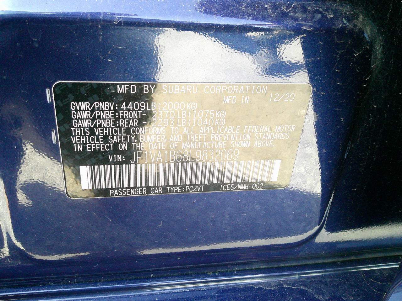 Subaru WRX Premium Manual 2020