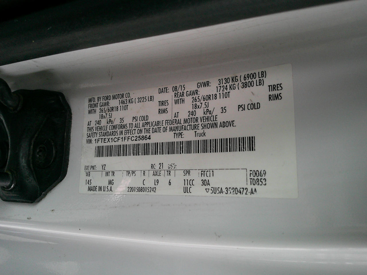 Ford F-150 2WD Supercab 163" XLT 2015